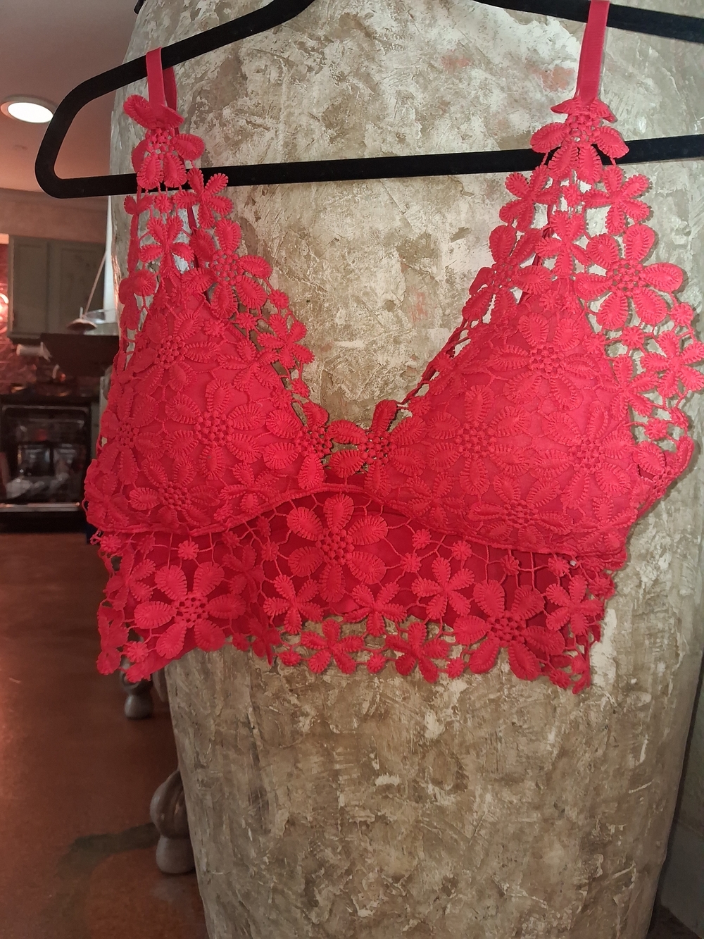 Red Floral Lace Bralette